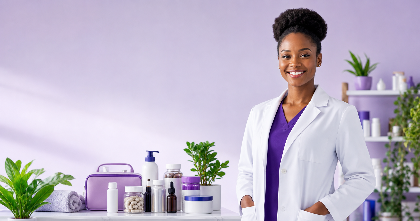 Healthfield pharmacist with health and wellness products